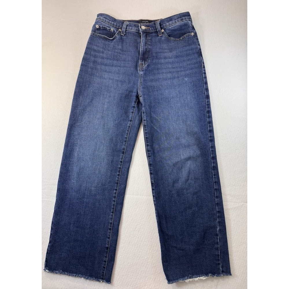 Banana Republic Women Ultra High Rise Wide Leg Jeans Size 30 Raw Hem Medium Wash